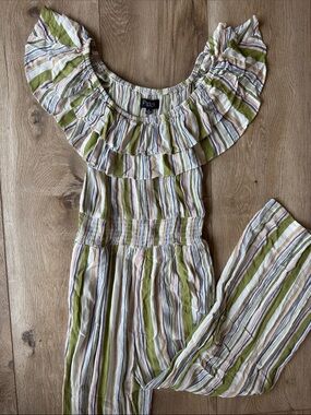 Papillon Striped Off-Shoulder Jumpsuit